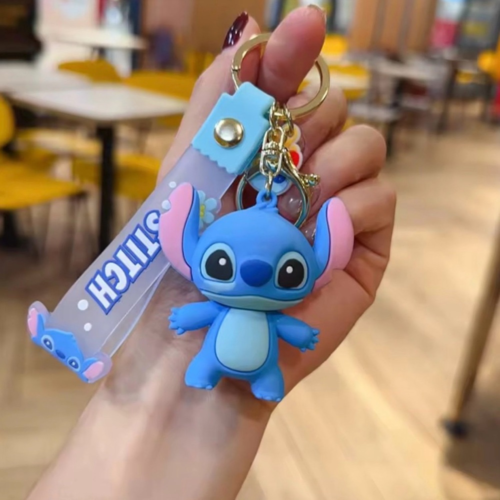 Pack 2 Stitch and Angel Disney Keychains - 3D Silicone - New with Strap - Picture 2 of 8